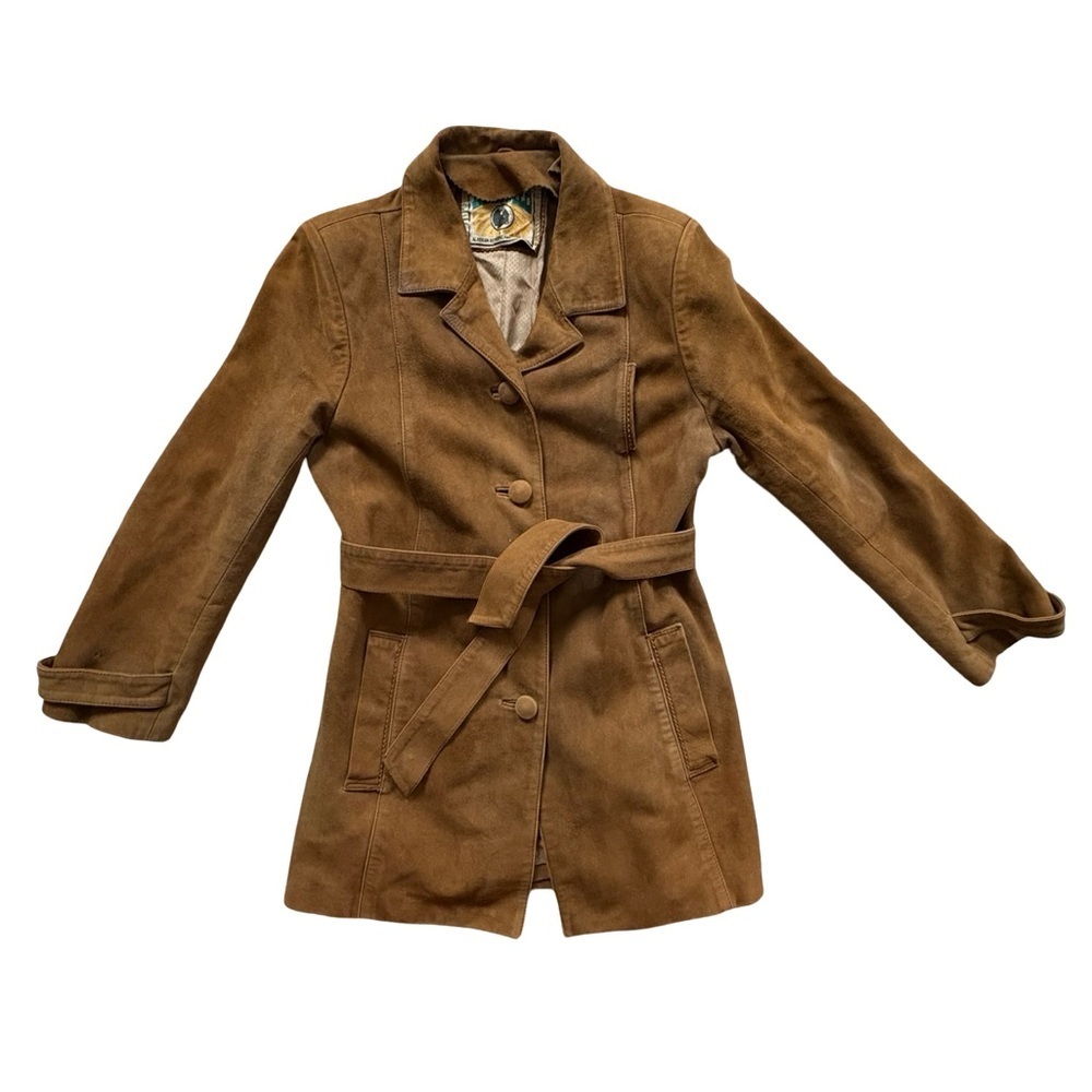 Vintage 70s BEEFALO by Petroff Suede Belted Jacket — Tobacco/Camel Brown,Western - Picture 2 of 14